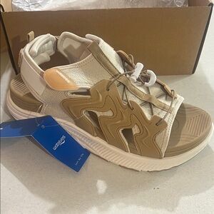Watelves Beige and Tan Sandals